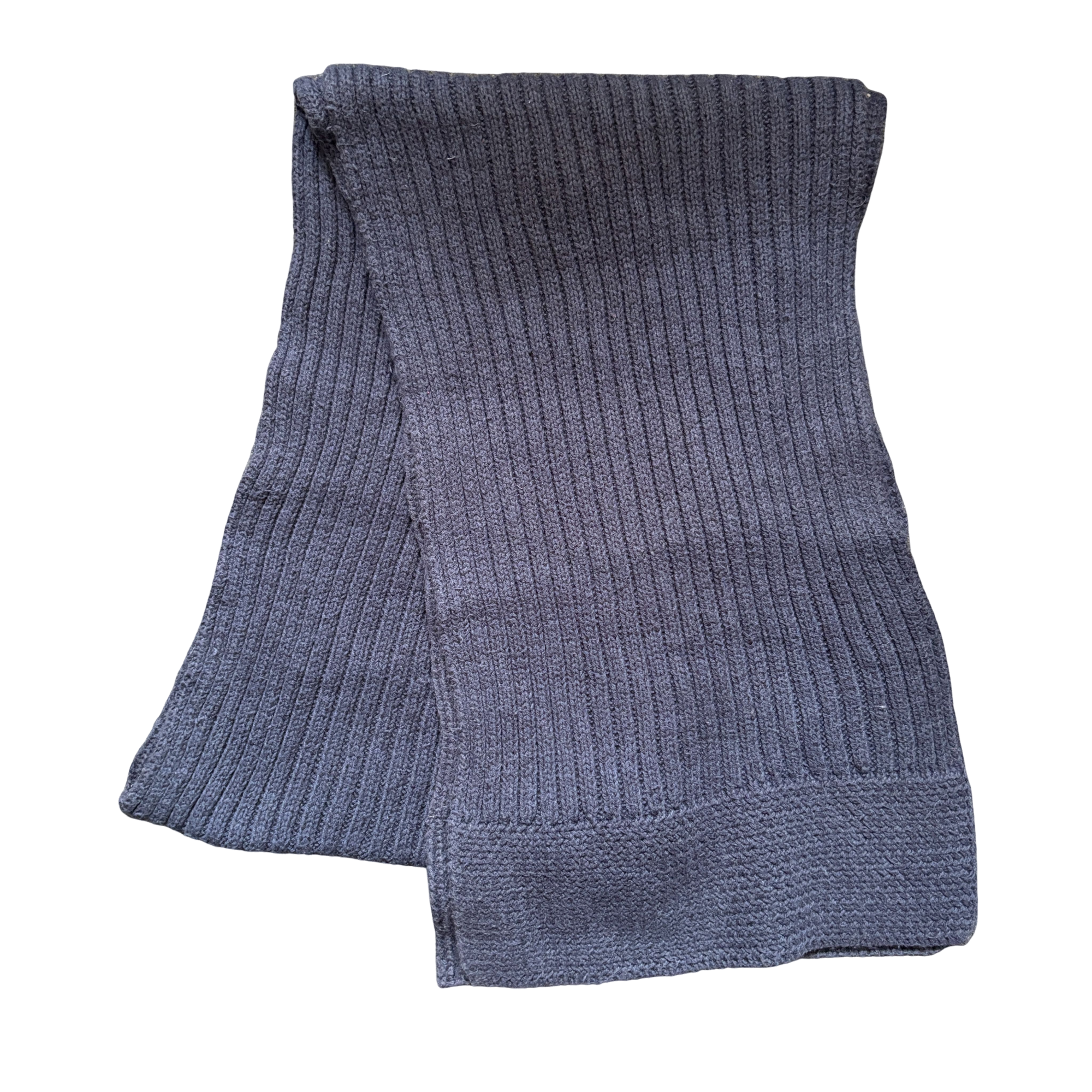 Classic Navy Ribbed Knit Scarf Casual Winter Neck Scarf