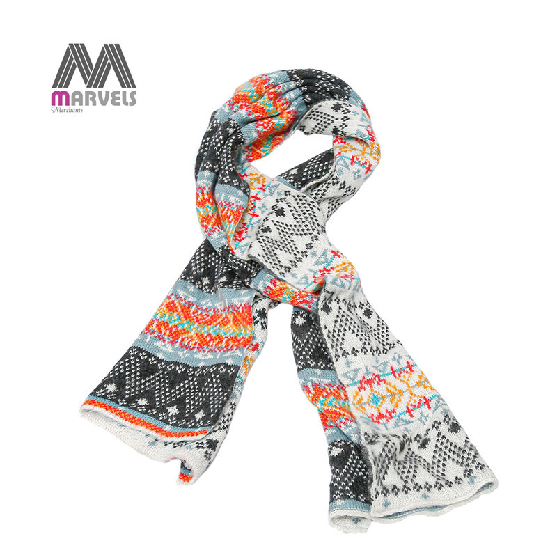 Nordic Fair Isle Knit Scarf for Women