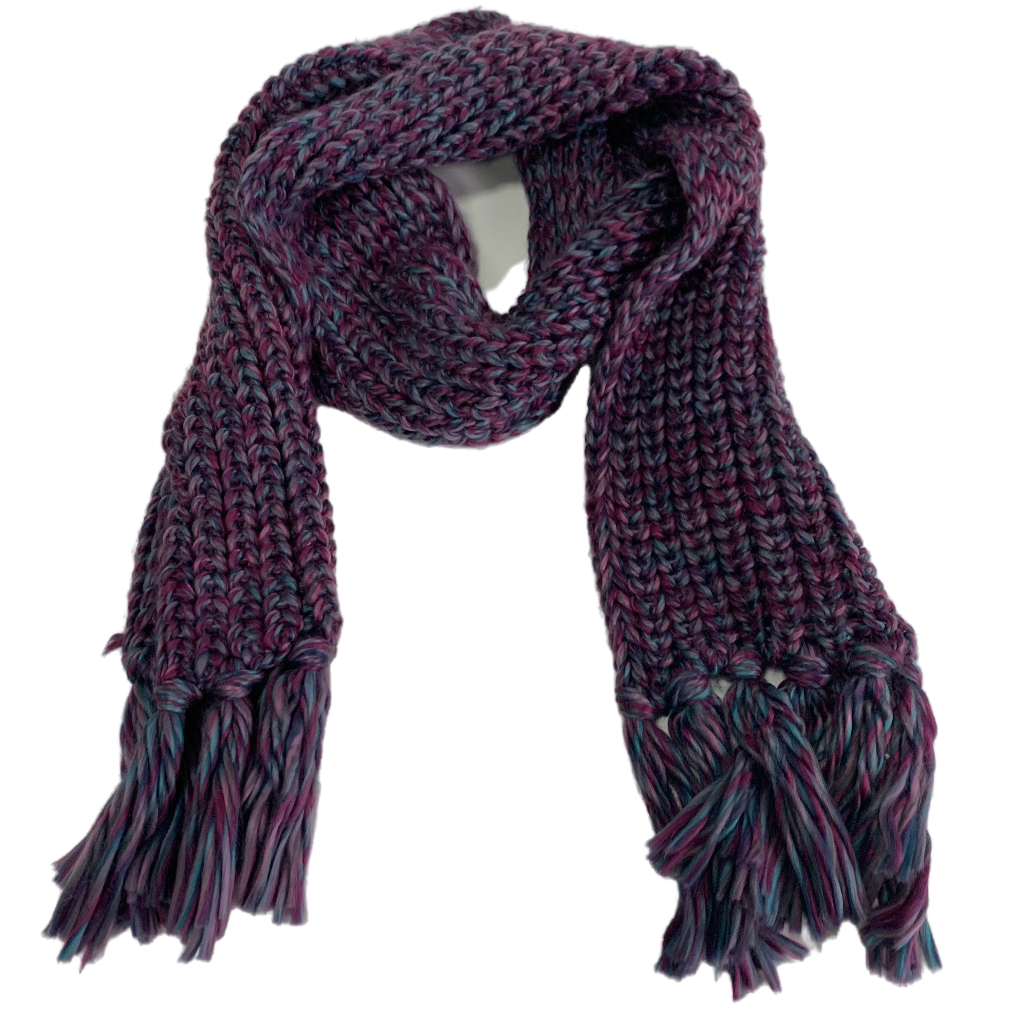 Thick Marled Knit Scarf with Tassels