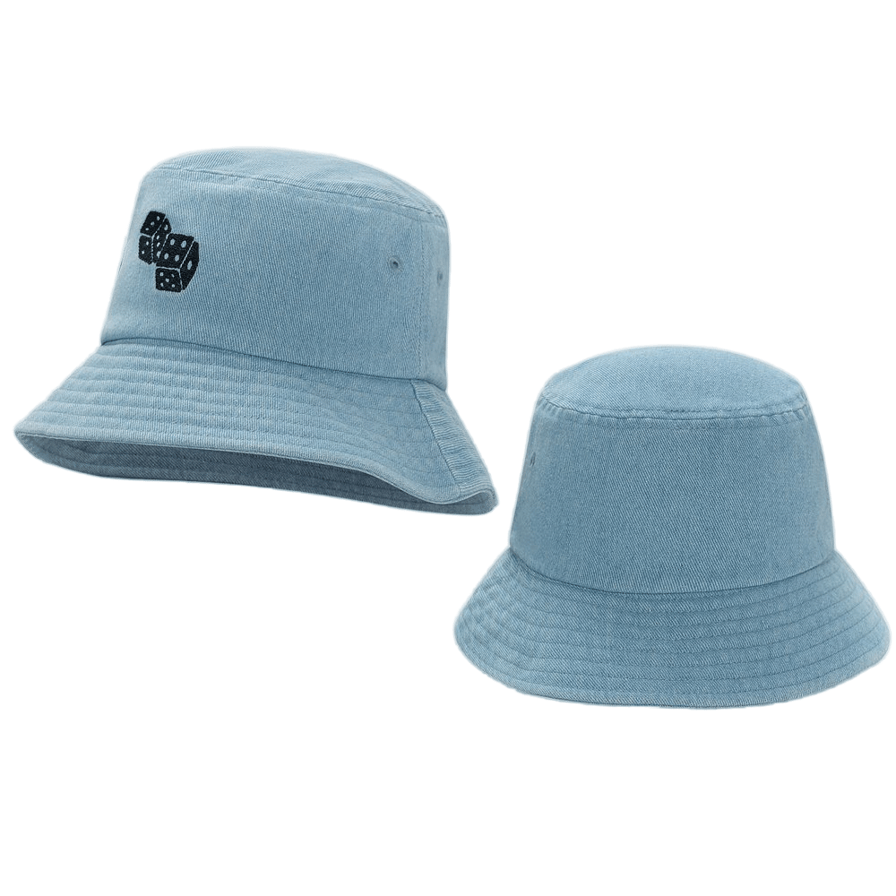 Bucket Hat with Black Dice Embroidery