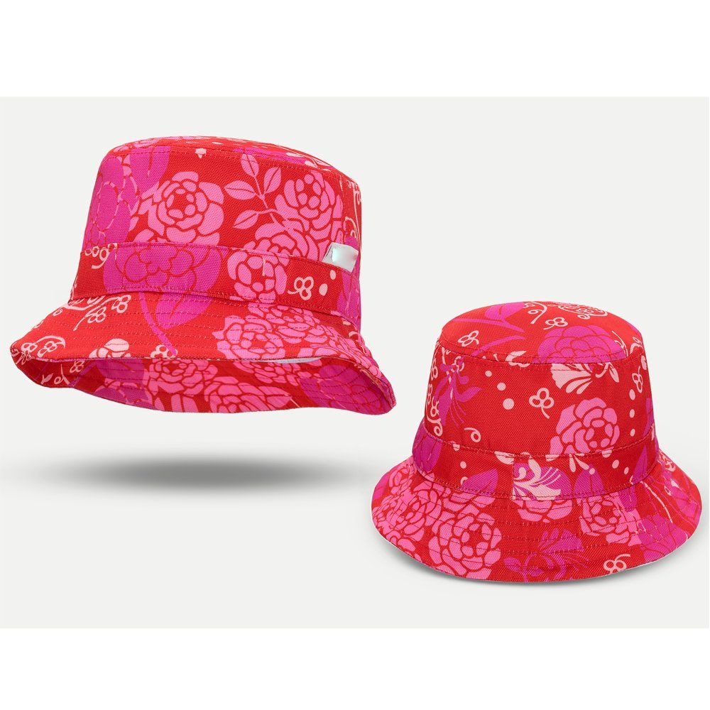 Red Floral Print Bucket Hat