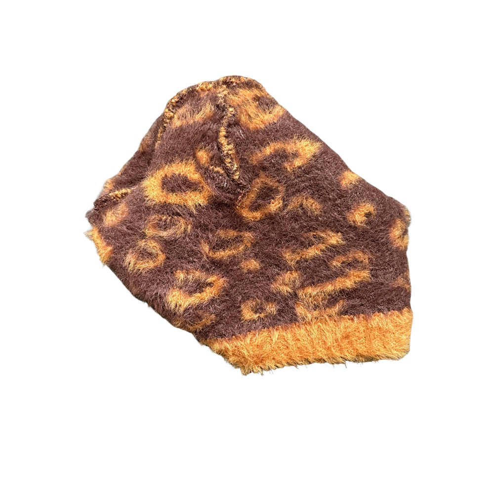 Kids Leopard Print Fuzzy Beanie Hat with Cat Ears